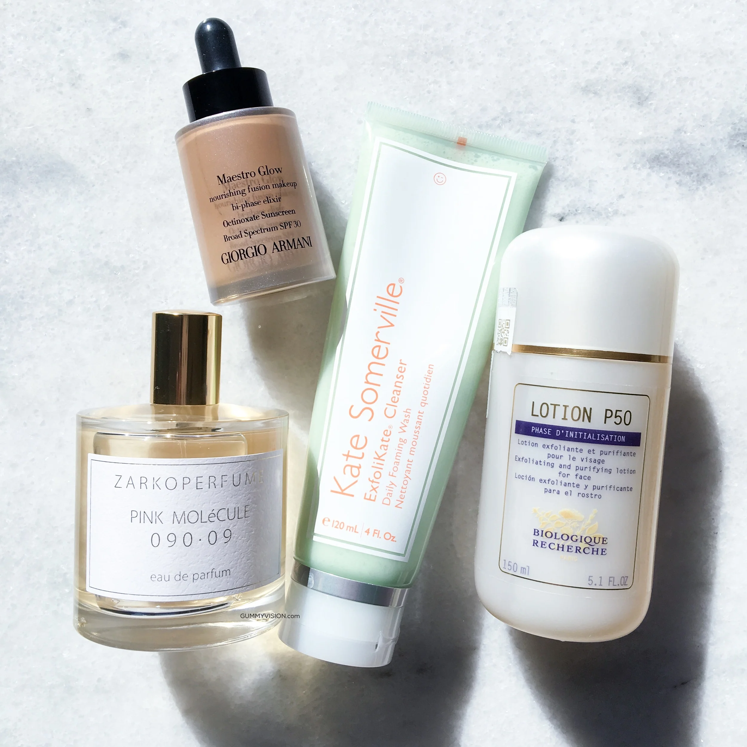 Recap: March 2016 - Armani Maestro Glow foundation in 4, Kate Somerville ExfoliKate Cleanser Daily Foaming Wash, Biologique Recherche Lotion P50, Zarkoperfume Pink Molécule&nbsp;