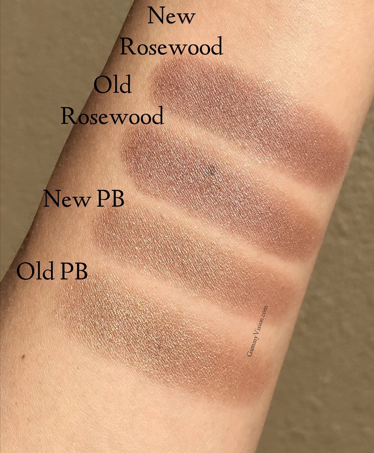 Sunlight. New Burberry Wet and Dry Silk Eyeshadows in Pale Barley and Rosewood vs. the old Pale Barley and Rosewood&nbsp;- gummyvision.com