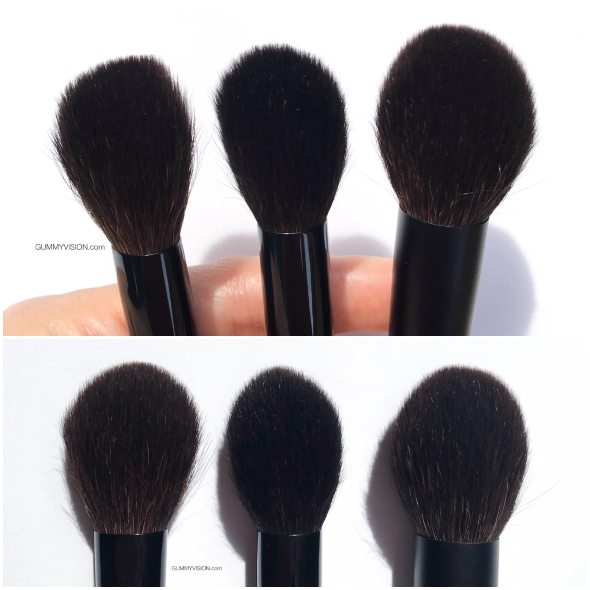 L to R:&nbsp;Suqqu Cheek Brush, Wayne Goss 02, Surratt Cheek Brush - gummyvision.com