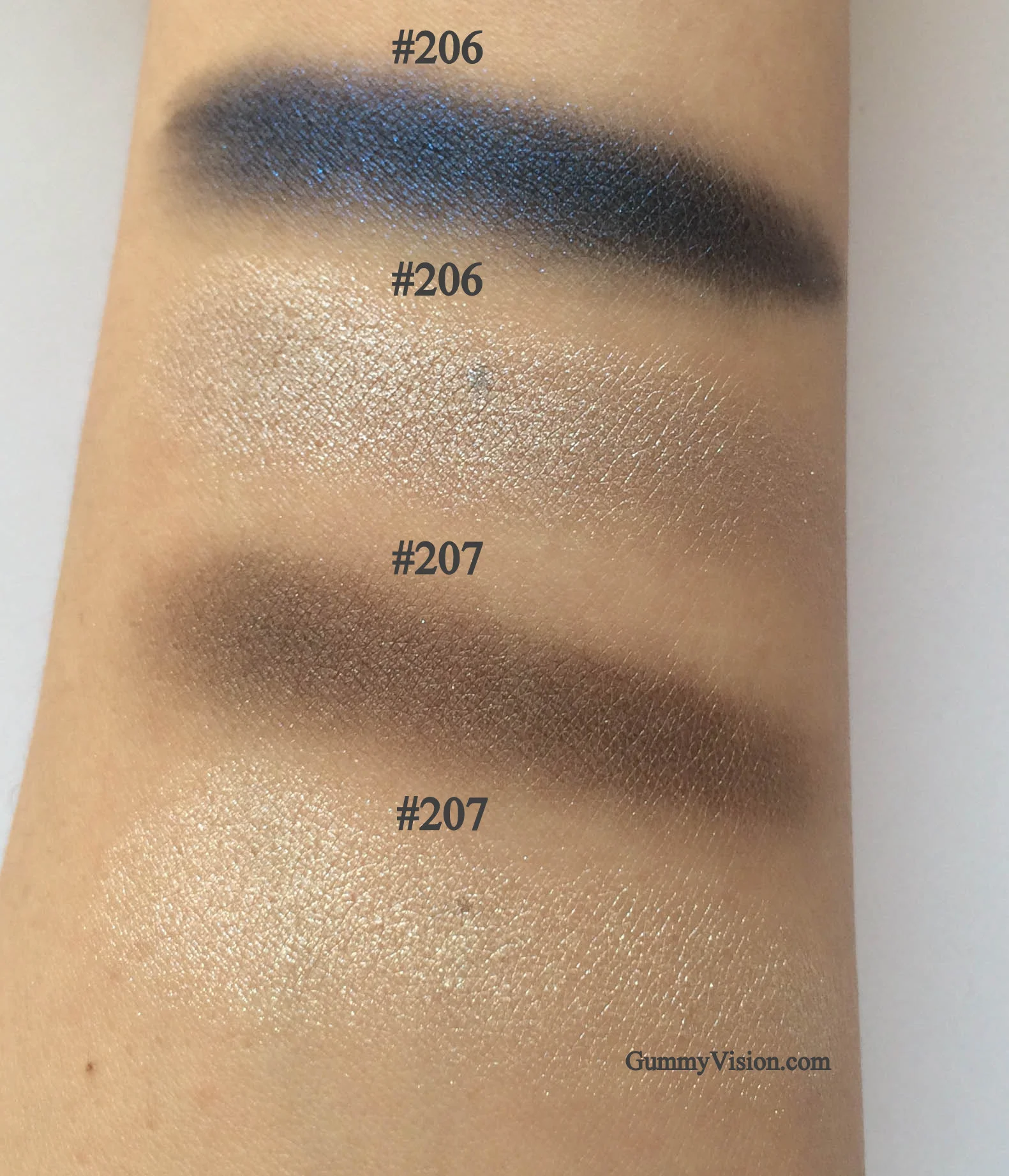 Kevyn Aucoin Eyeshadow Duos in #206 &amp; #207 - shade, heavy swatches