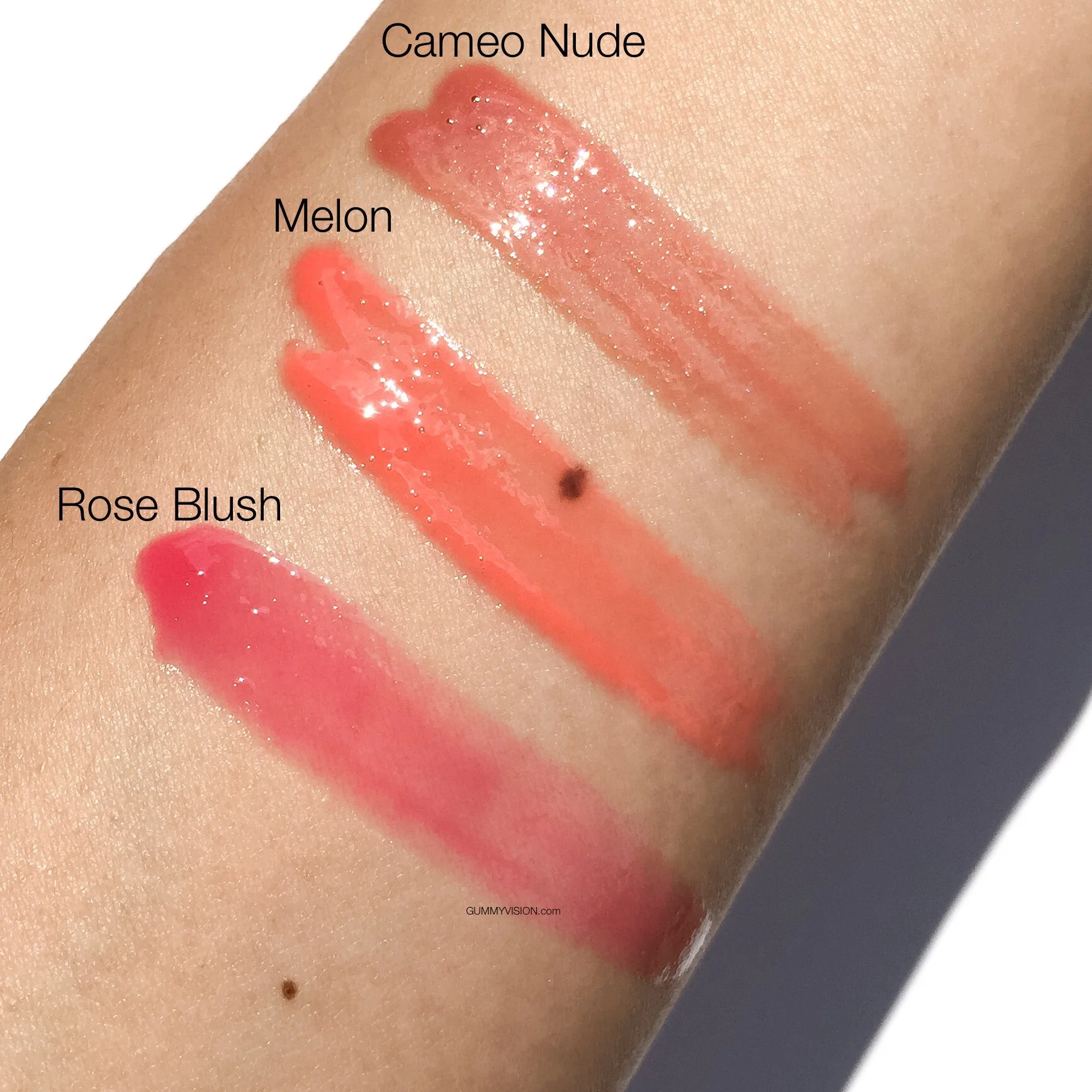Click Image to enlarge. Burberry Kisses Lip Gloss in Cameo Nude &amp; Melon, Burberry First Kiss Glossy Lip Balm in Rose Blush - gummyvision.com